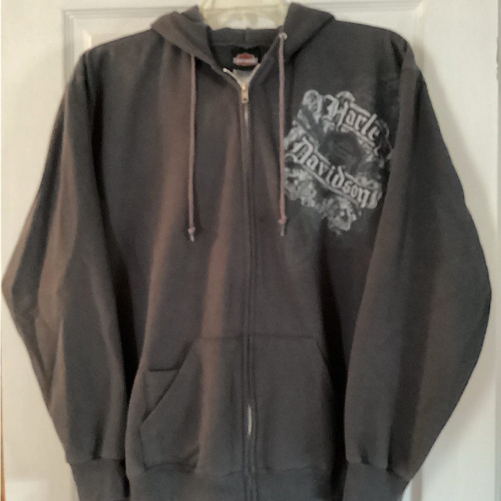 Harley-Davidson size large grey and silver zipper hoodie.